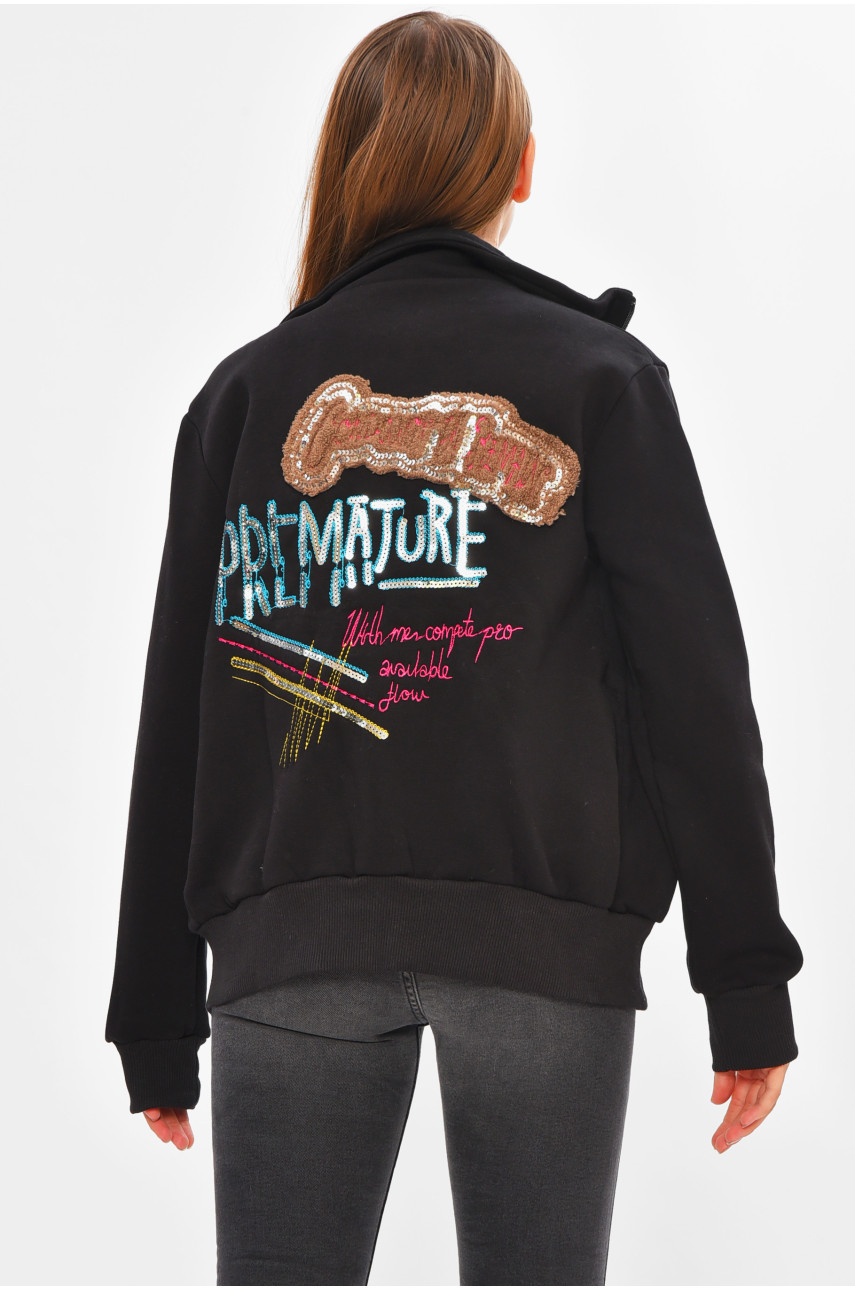 Кофта підліткова на флісі для дівчинки чорного кольору 4134 205839