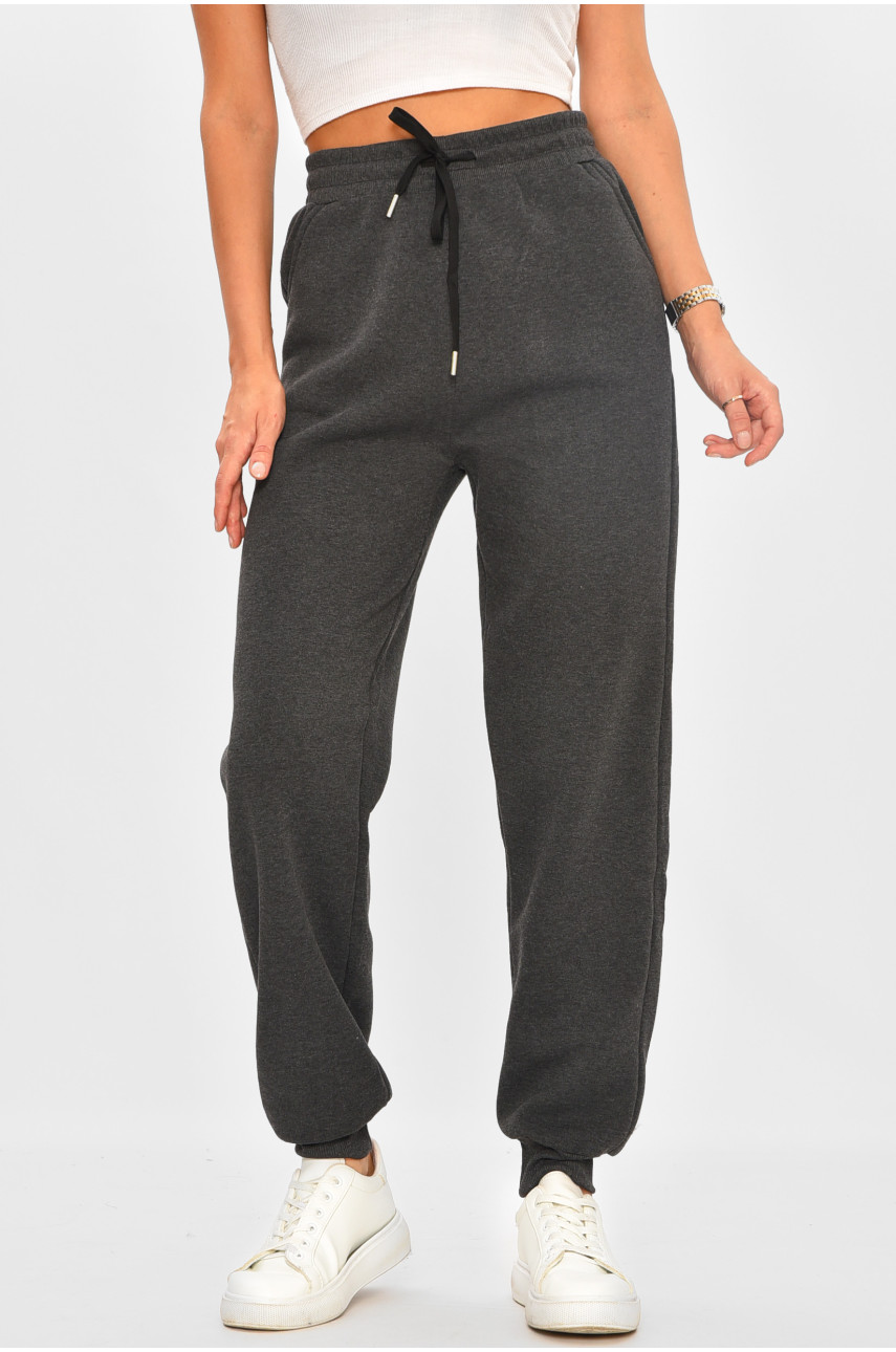 Спортивні штани жіночі на флісі темно-сірого кольору С103 205862