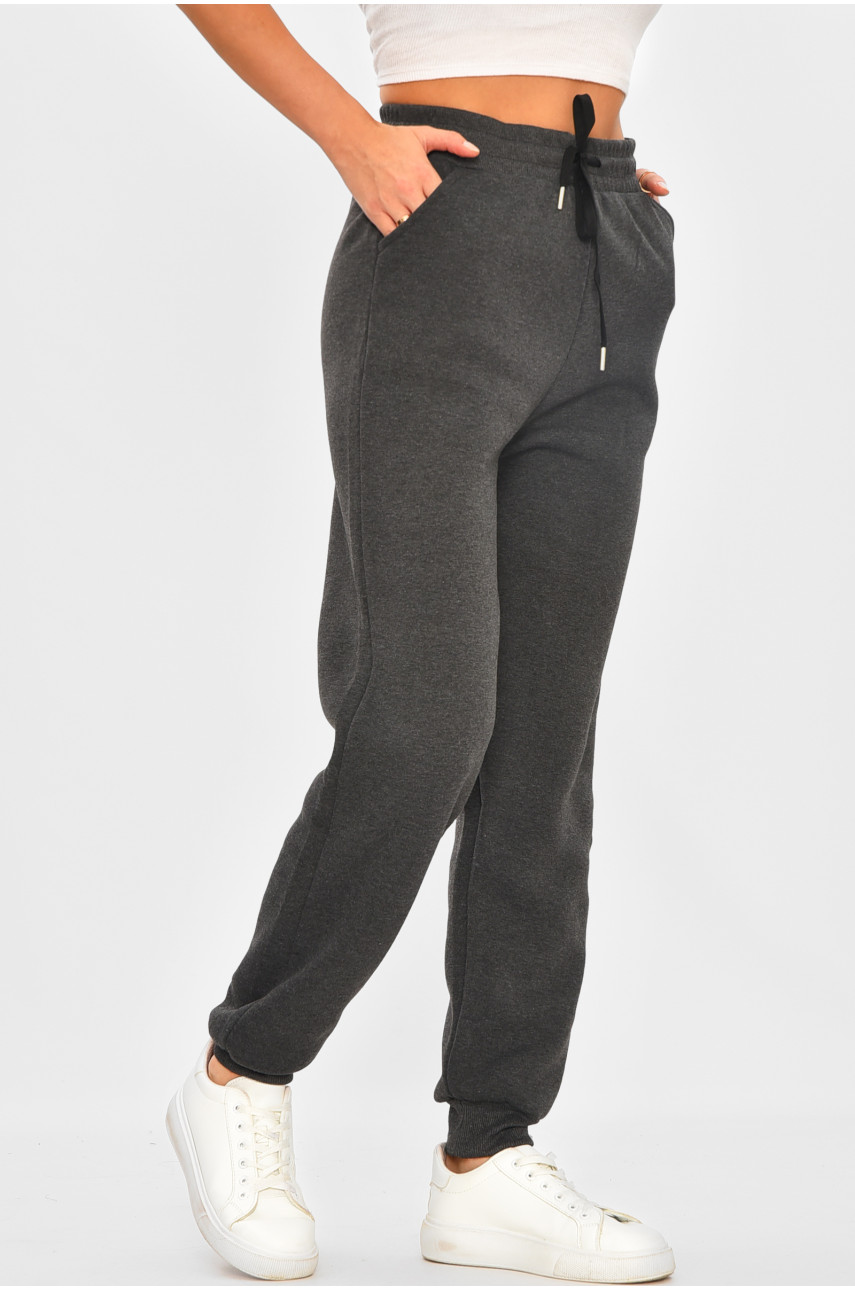 Спортивні штани жіночі на флісі темно-сірого кольору С103 205862