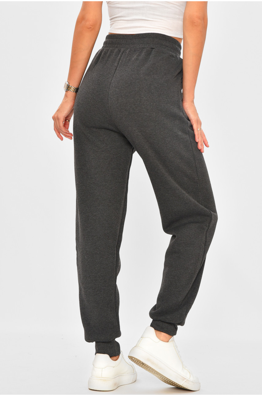 Спортивні штани жіночі на флісі темно-сірого кольору С103 205862