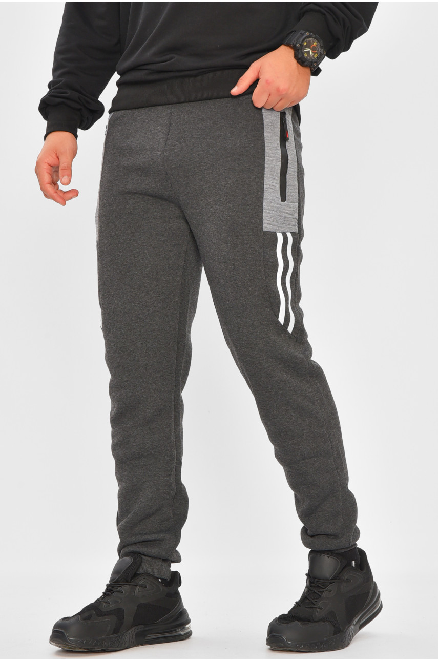 Спортивні штани чоловічі на флісі темно-сірого кольору 405 205891