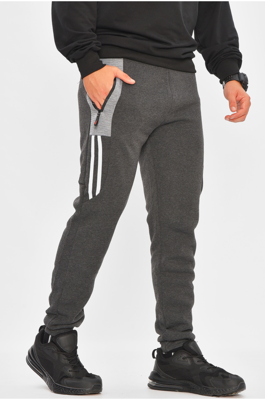 Спортивні штани чоловічі на флісі темно-сірого кольору 405 205891