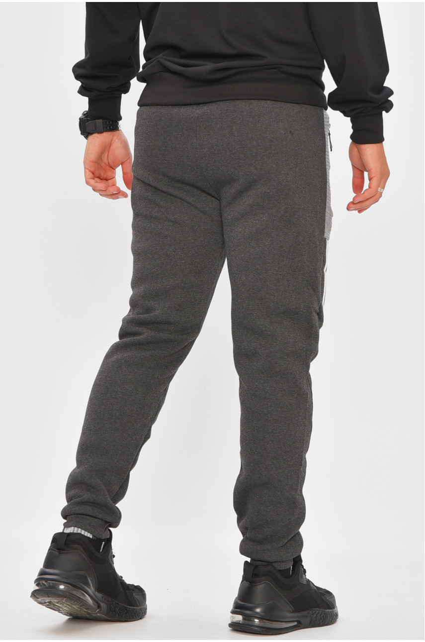 Спортивні штани чоловічі на флісі темно-сірого кольору 405 205891