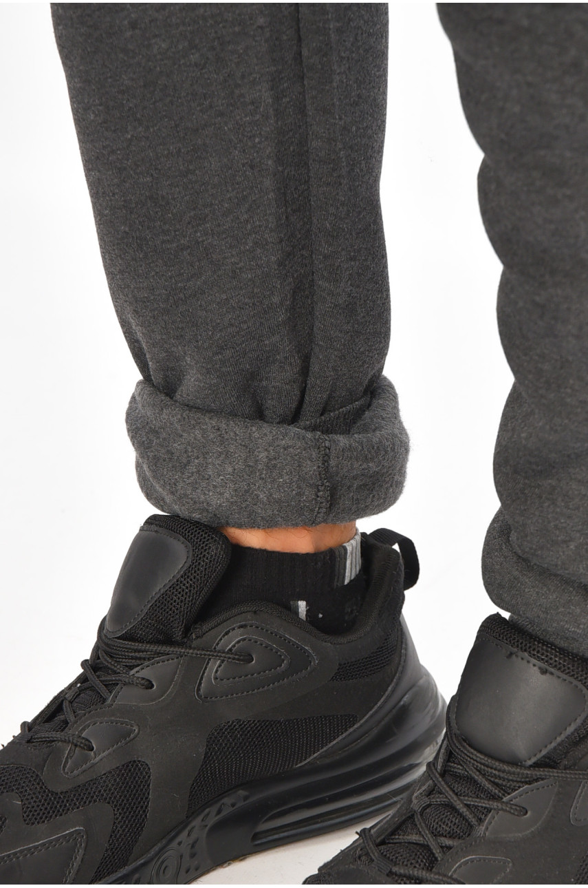 Спортивні штани чоловічі на флісі темно-сірого кольору 405 205891