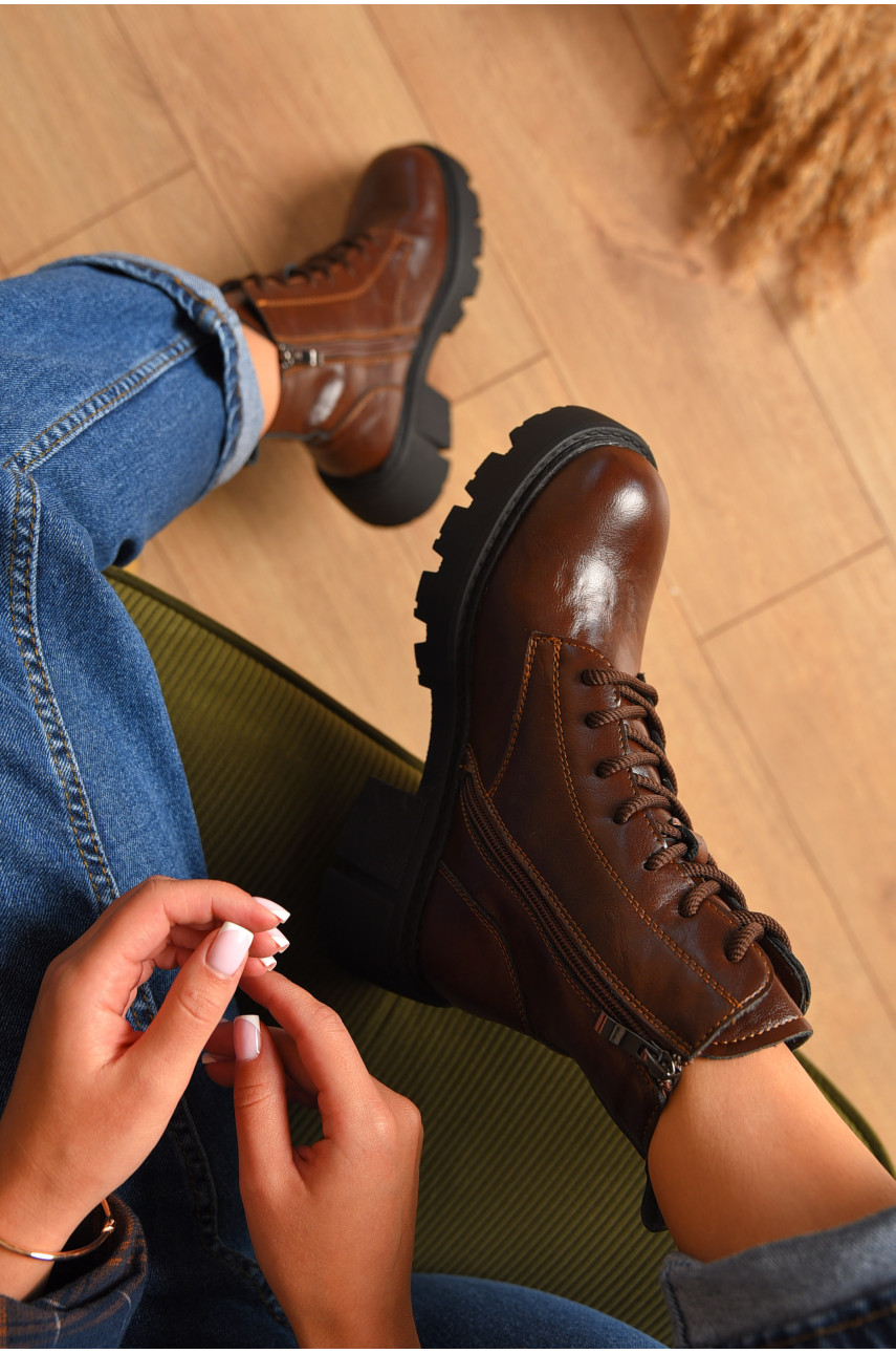 Ботинки женские демисезонные коричневого цвета 707-5 205929