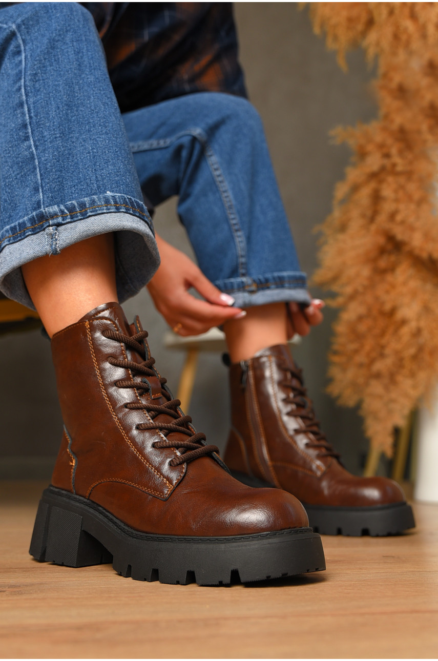 Ботинки женские демисезонные коричневого цвета 707-5 205929