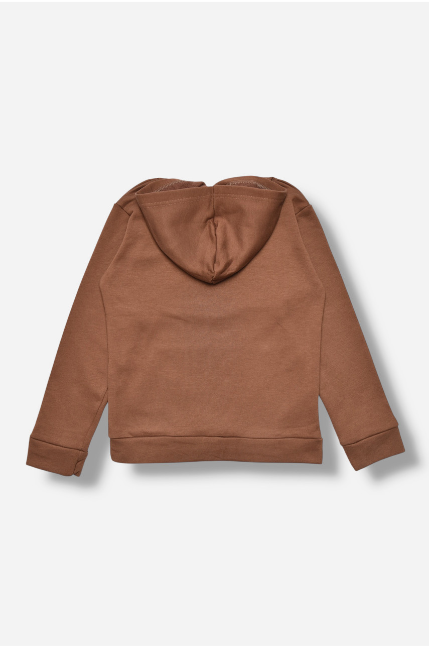 Свитшот детский для мальчика на флисе коричневого цвета 316 205984
