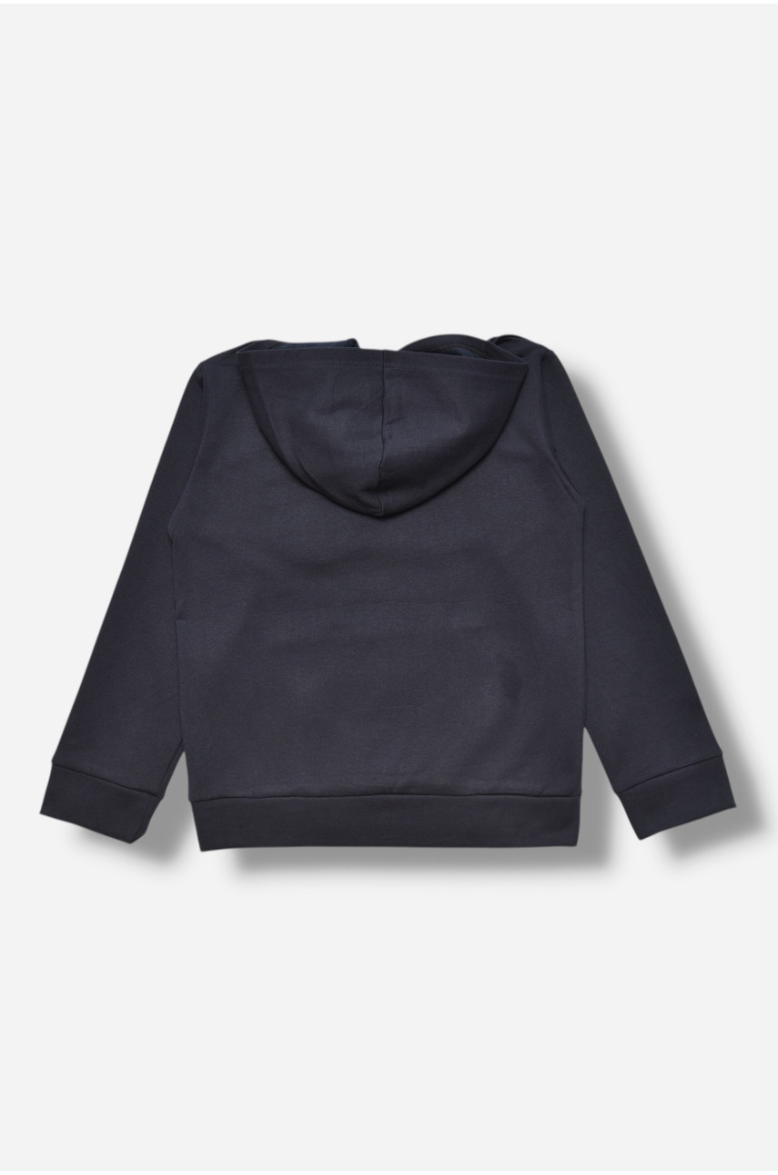Свитшот детский для мальчика на флисе тёмно-синего цвета 316 205985