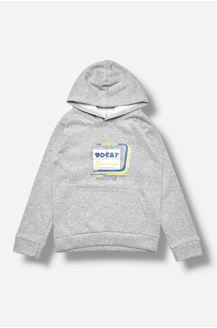 Свитшот детский для мальчика на флисе серого цвета 316 205986