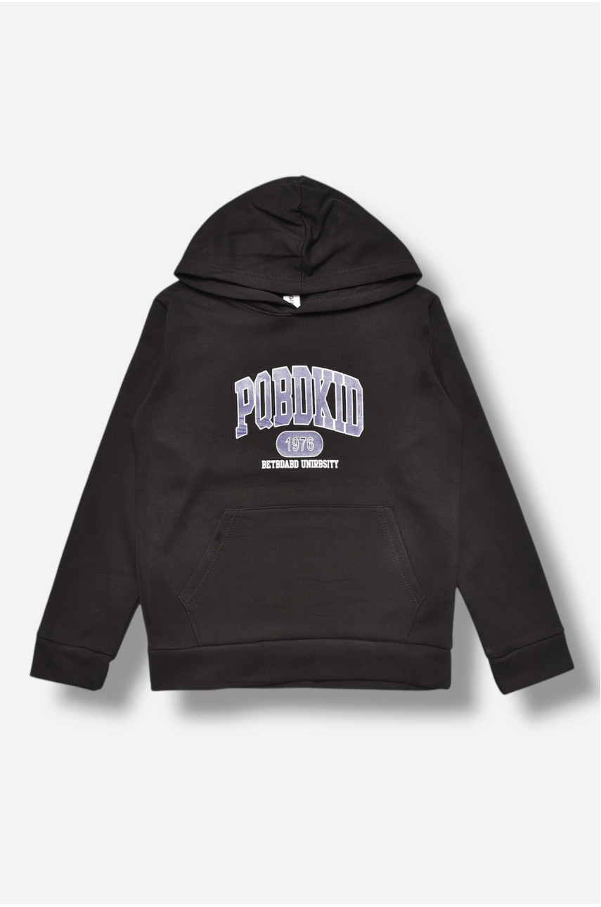 Свитшот детский для мальчика на флисе черного цвета 309 205989