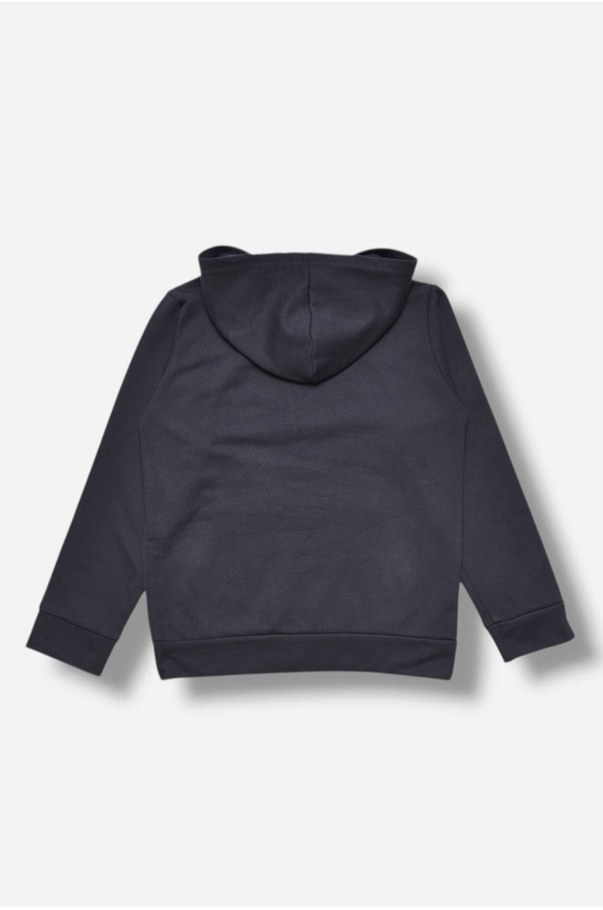 Свитшот детский для мальчика на флисе тёмно-синего цвета 309 205991