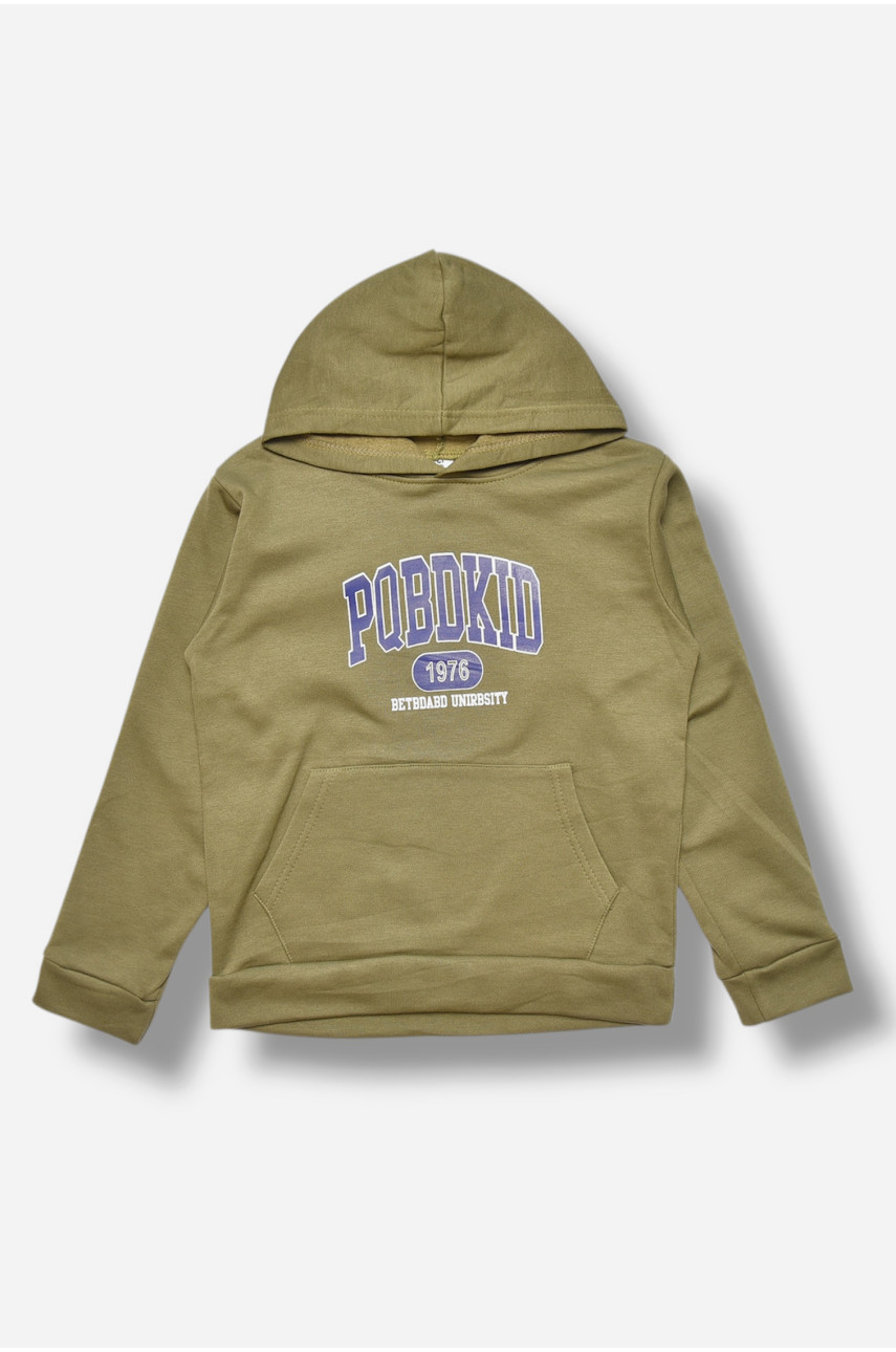 Свитшот детский для мальчика на флисе цвета хаки 309 205992