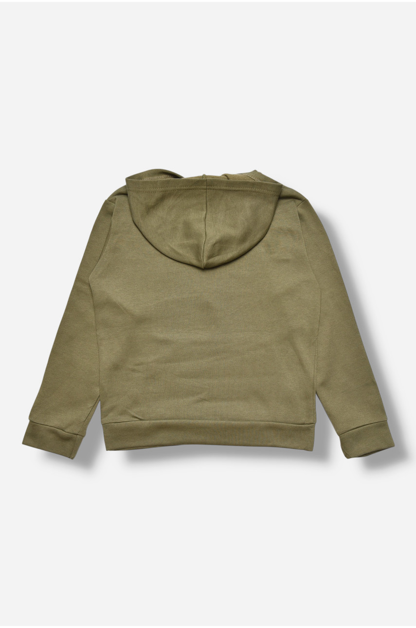 Свитшот детский для мальчика на флисе оливкового цвета 309 205993