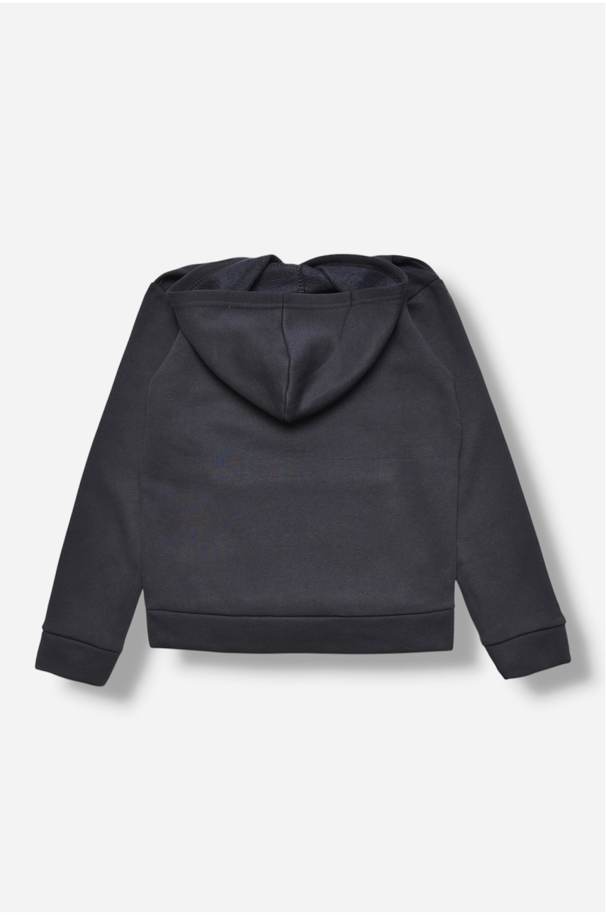 Свитшот детский для мальчика на флисе тёмно-синего цвета 307 205995