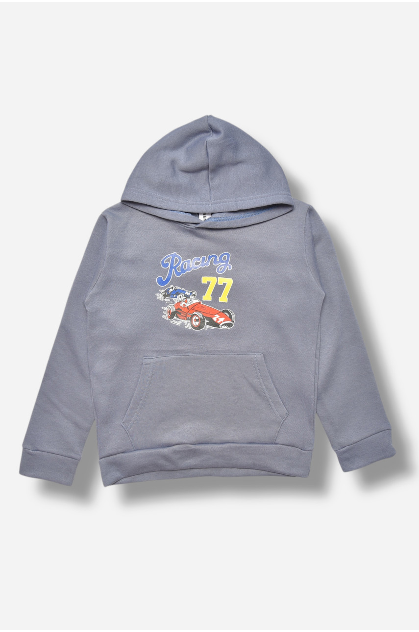 Свитшот детский для мальчика на флисе серого цвета 312 206000