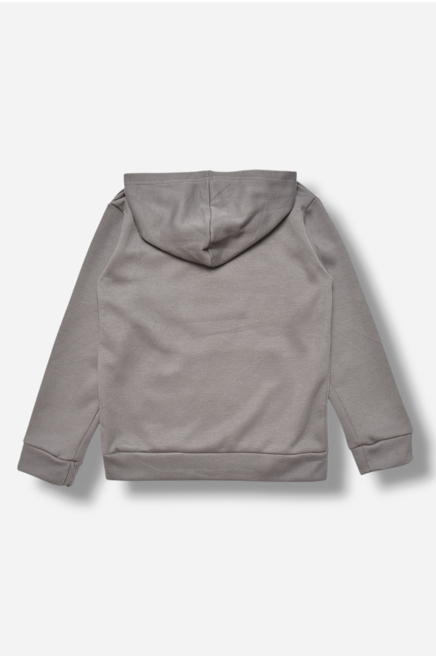 Свитшот детский для мальчика на флисе тёмно-серого цвета 312 206001