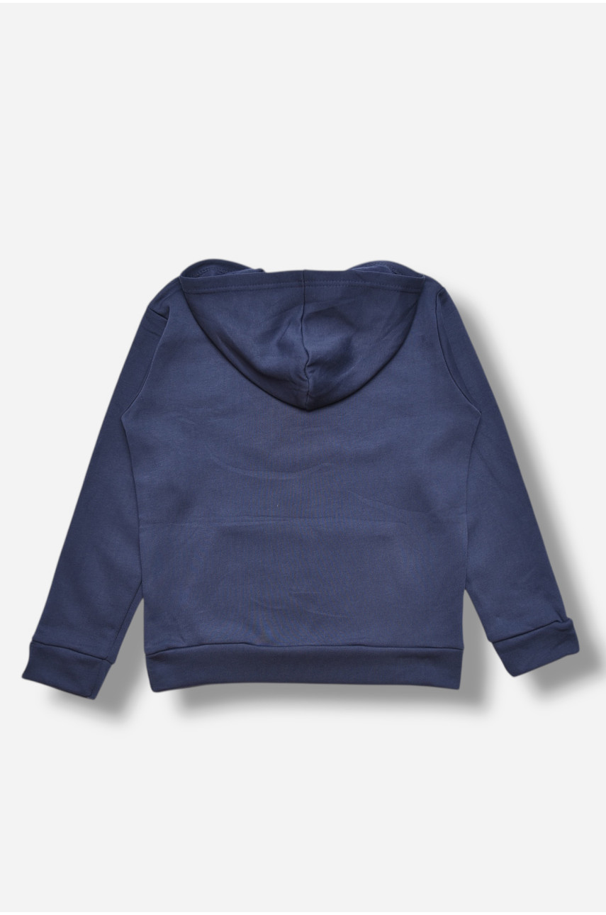 Свитшот детский для мальчика на флисе тёмно-синего цвета 306 206002