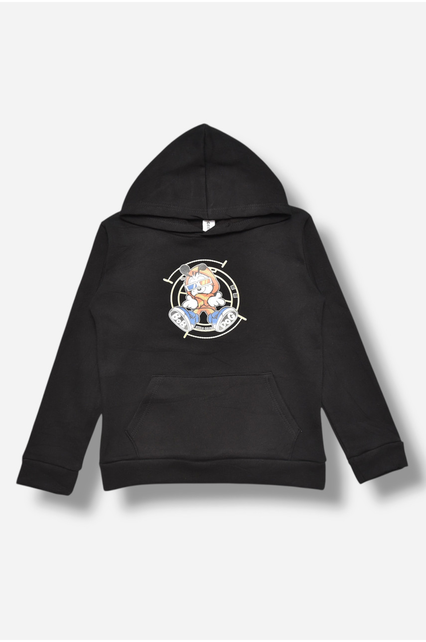 Свитшот детский для мальчика на флисе черного цвета 306 206004