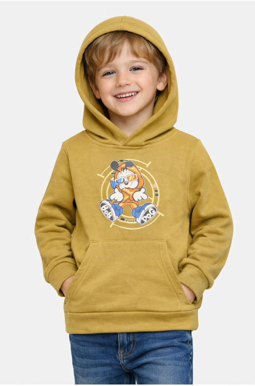 Свитшот детский для мальчика на флисе оливкового цвета 306 206005