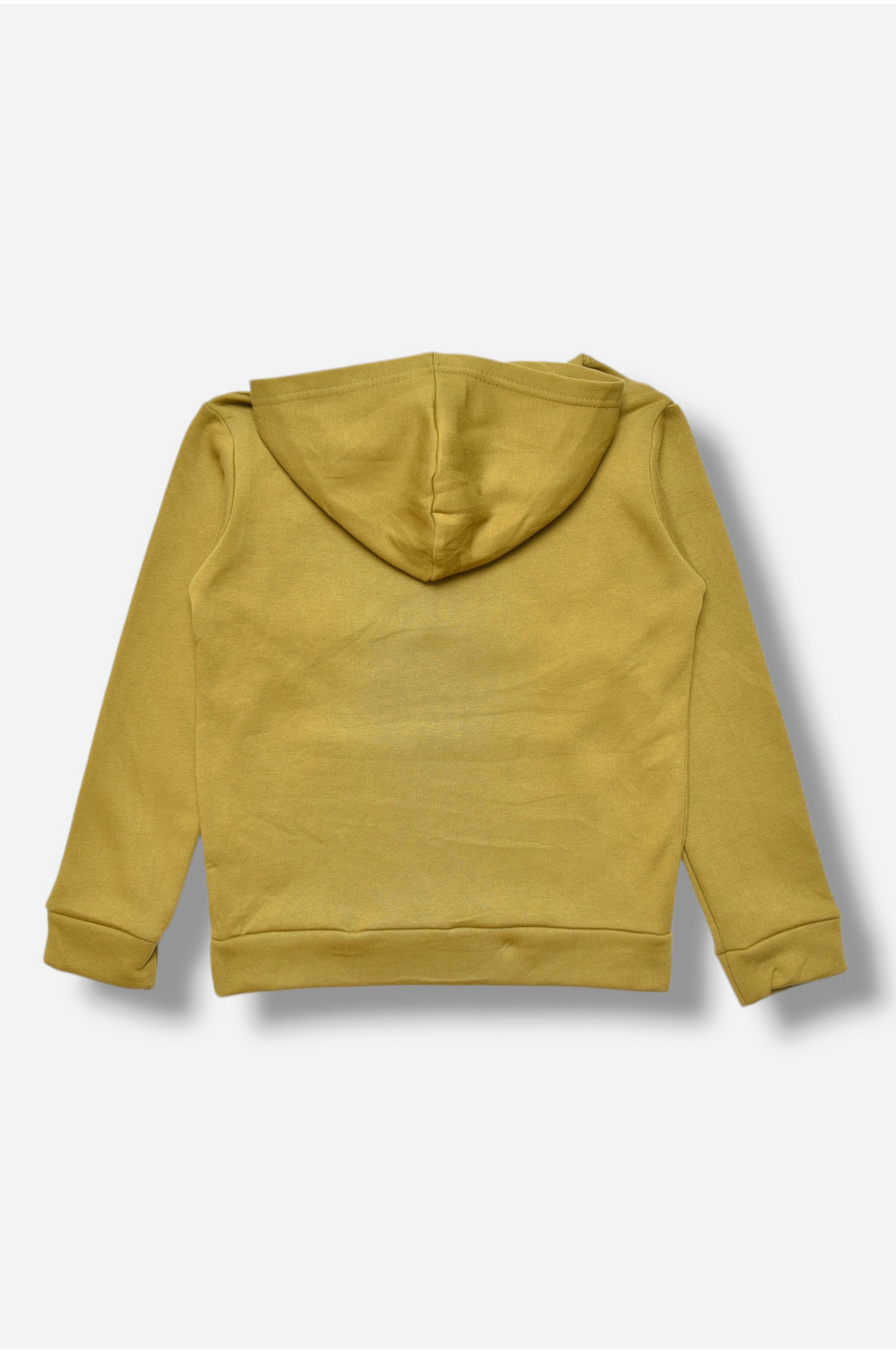 Свитшот детский для мальчика на флисе оливкового цвета 306 206005