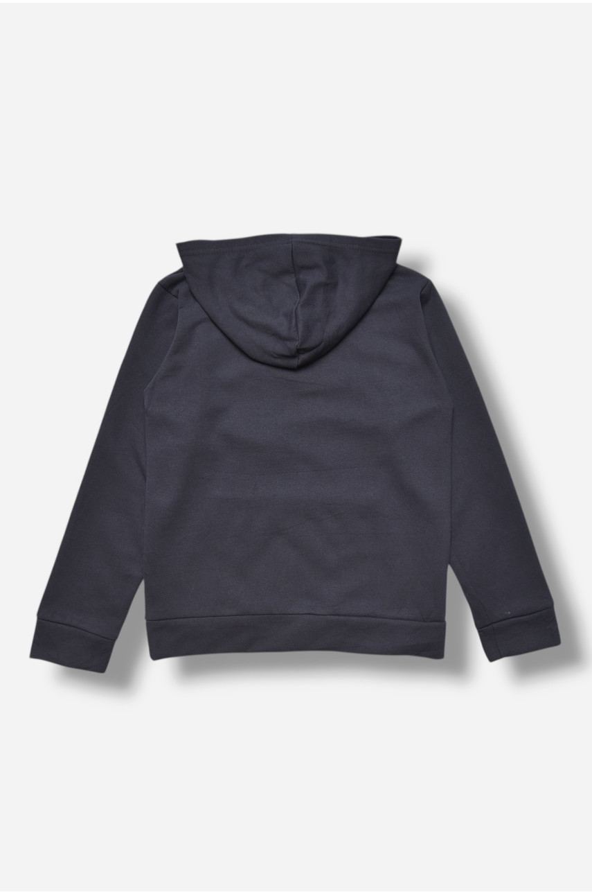 Свитшот детский для мальчика на флисе тёмно-синего цвета 322 206006
