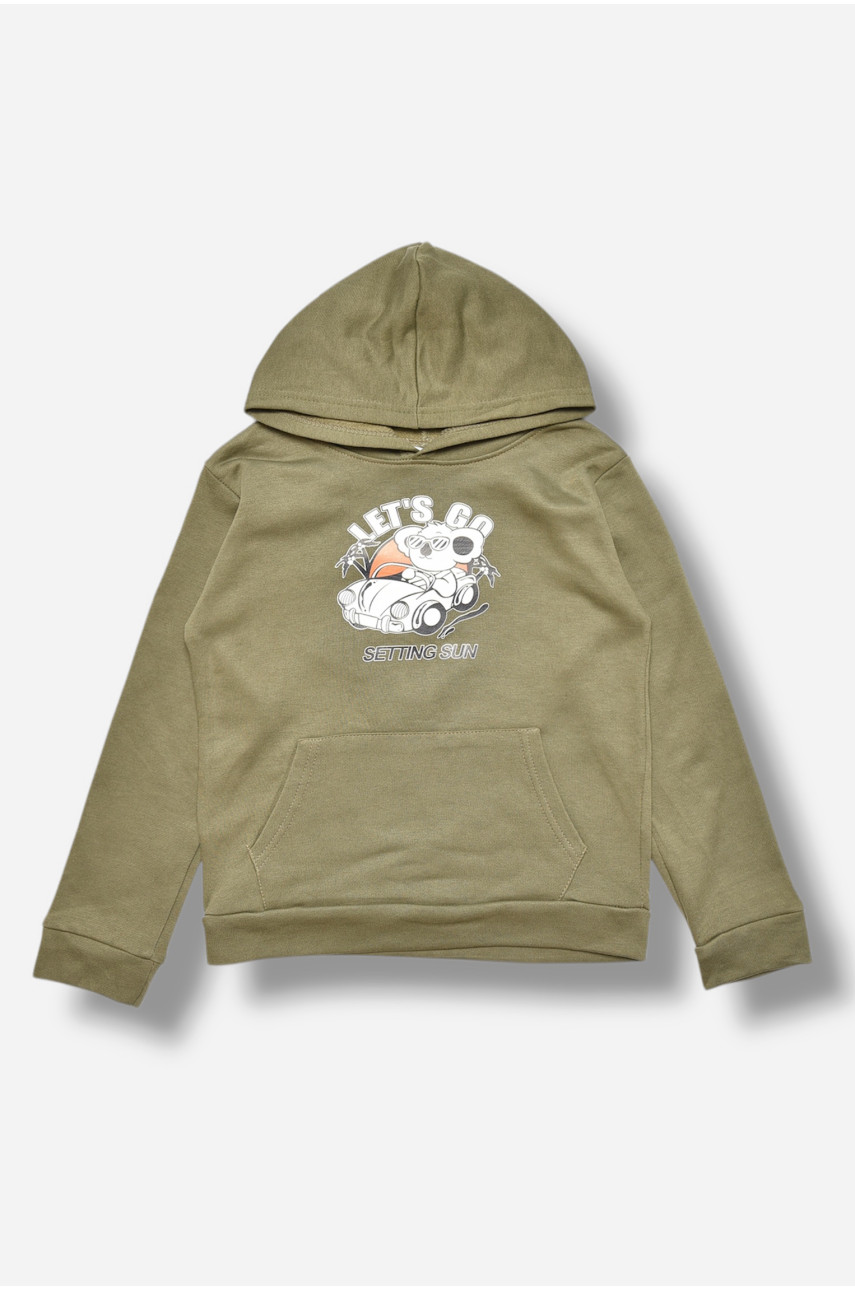 Свитшот детский для мальчика на флисе цвета хаки 322 206007