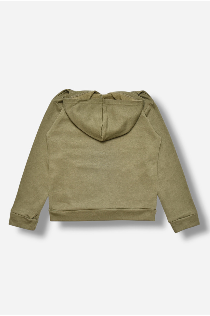 Свитшот детский для мальчика на флисе цвета хаки 322 206007