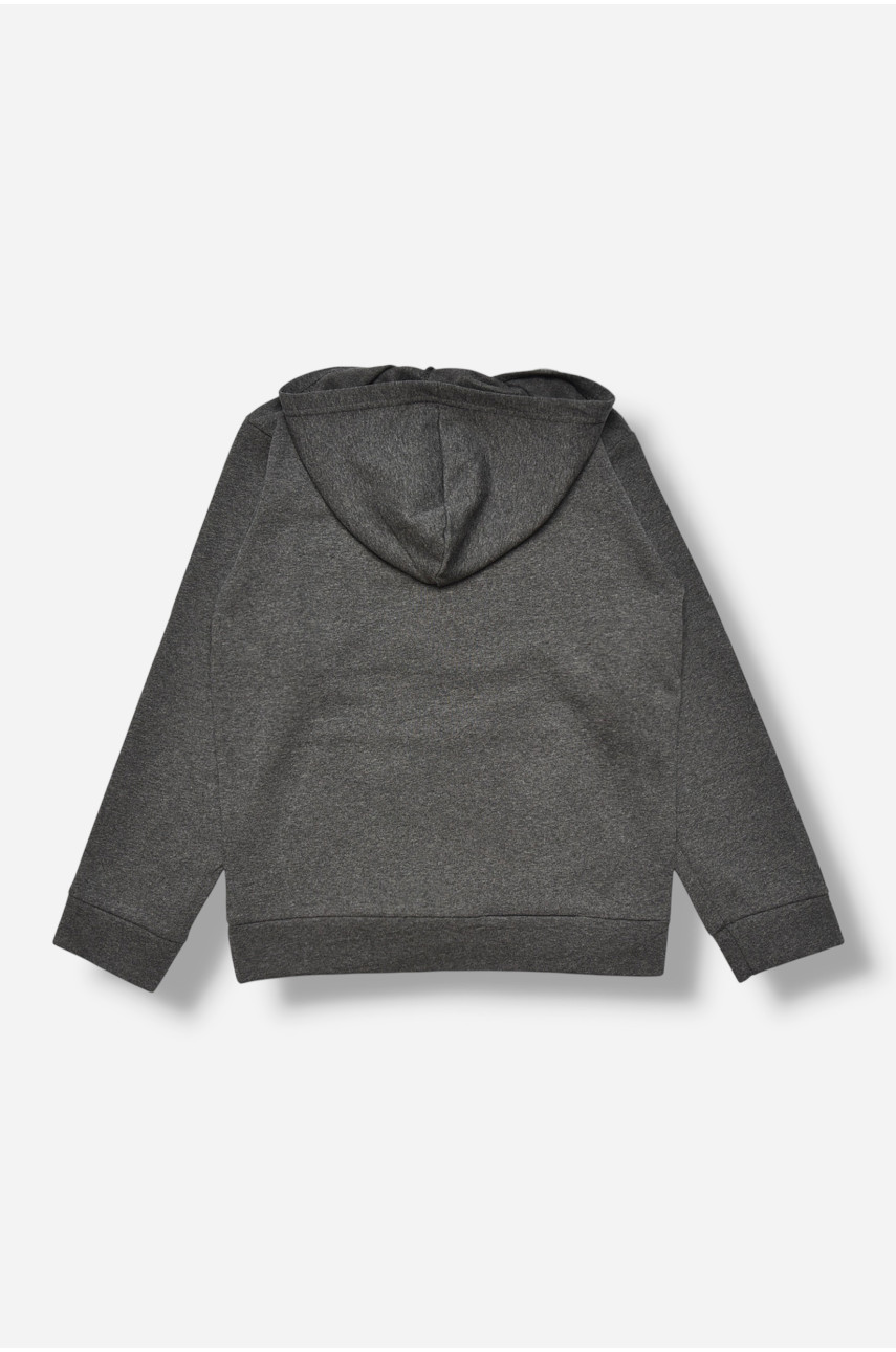 Свитшот детский для мальчика на флисе тёмно-серого цвета 322 206008