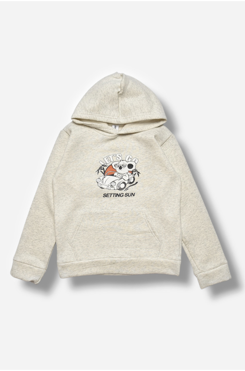 Свитшот детский для мальчика на флисе светло-серого цвета 322 206010