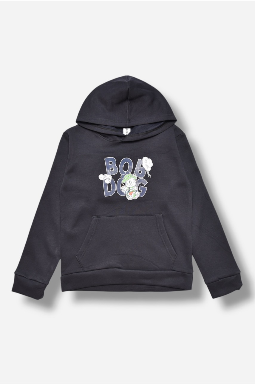 Свитшот детский для мальчика на флисе тёмно-синего цвета 301 206011