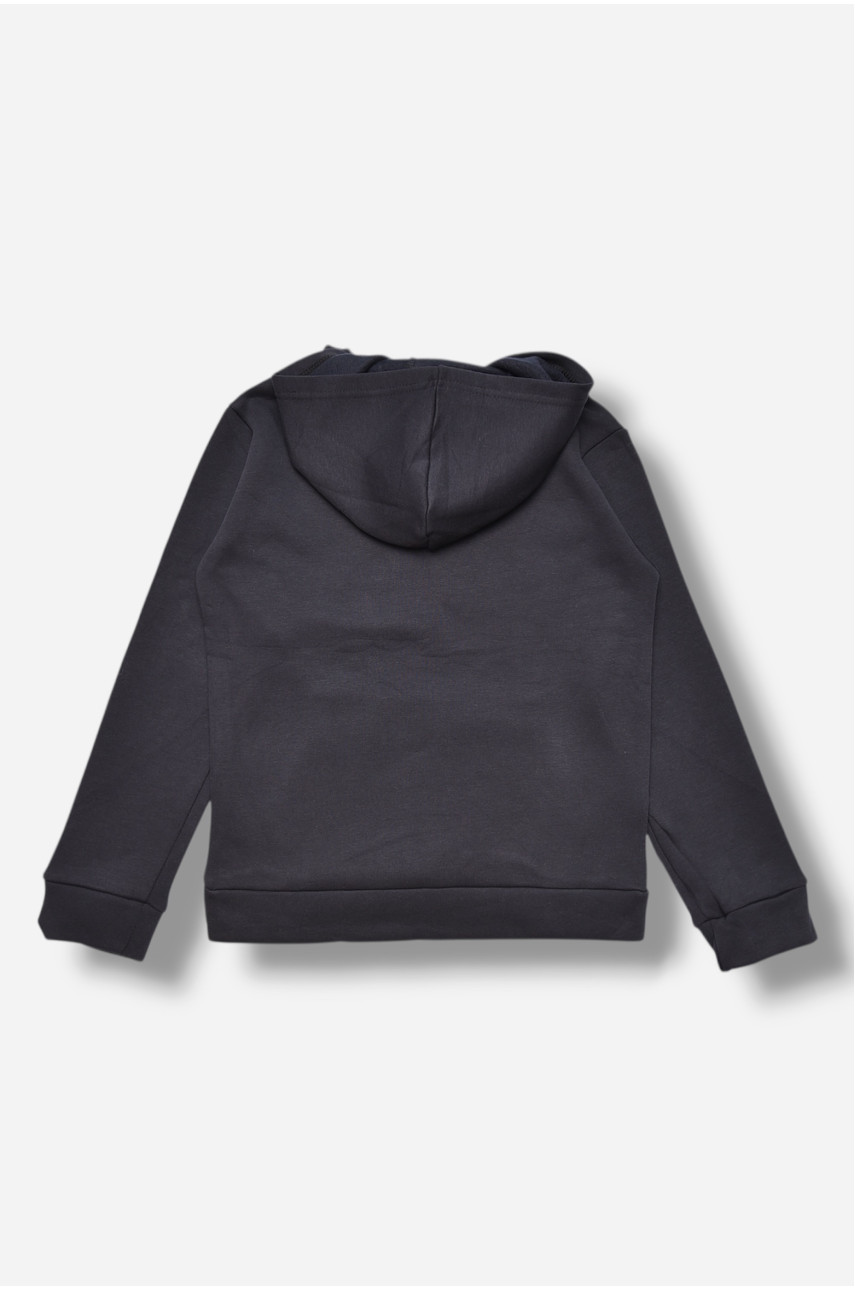 Свитшот детский для мальчика на флисе тёмно-синего цвета 301 206011