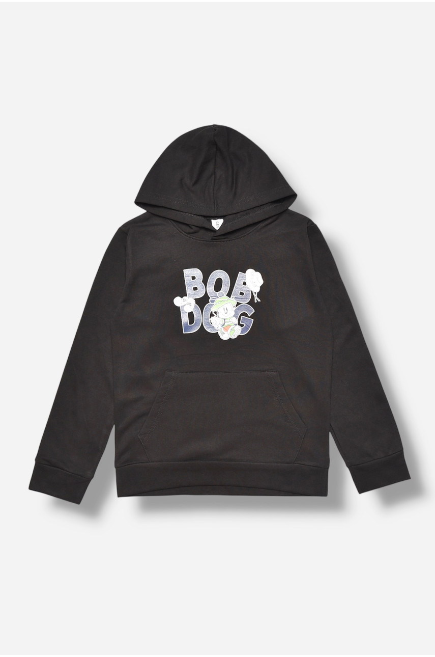 Свитшот детский для мальчика на флисе черного цвета 301 206012