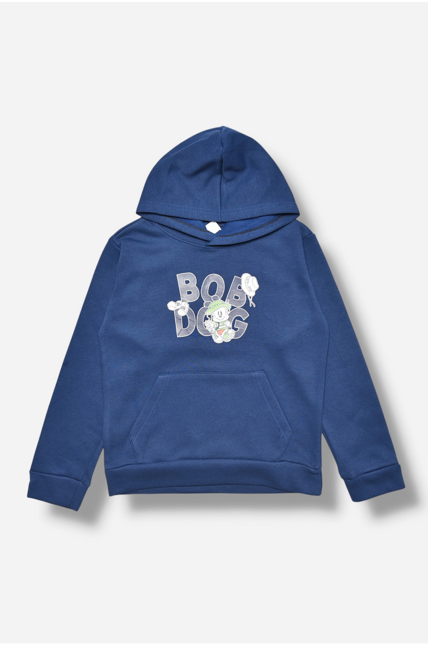 Свитшот детский для мальчика на флисе синего цвета 301 206013