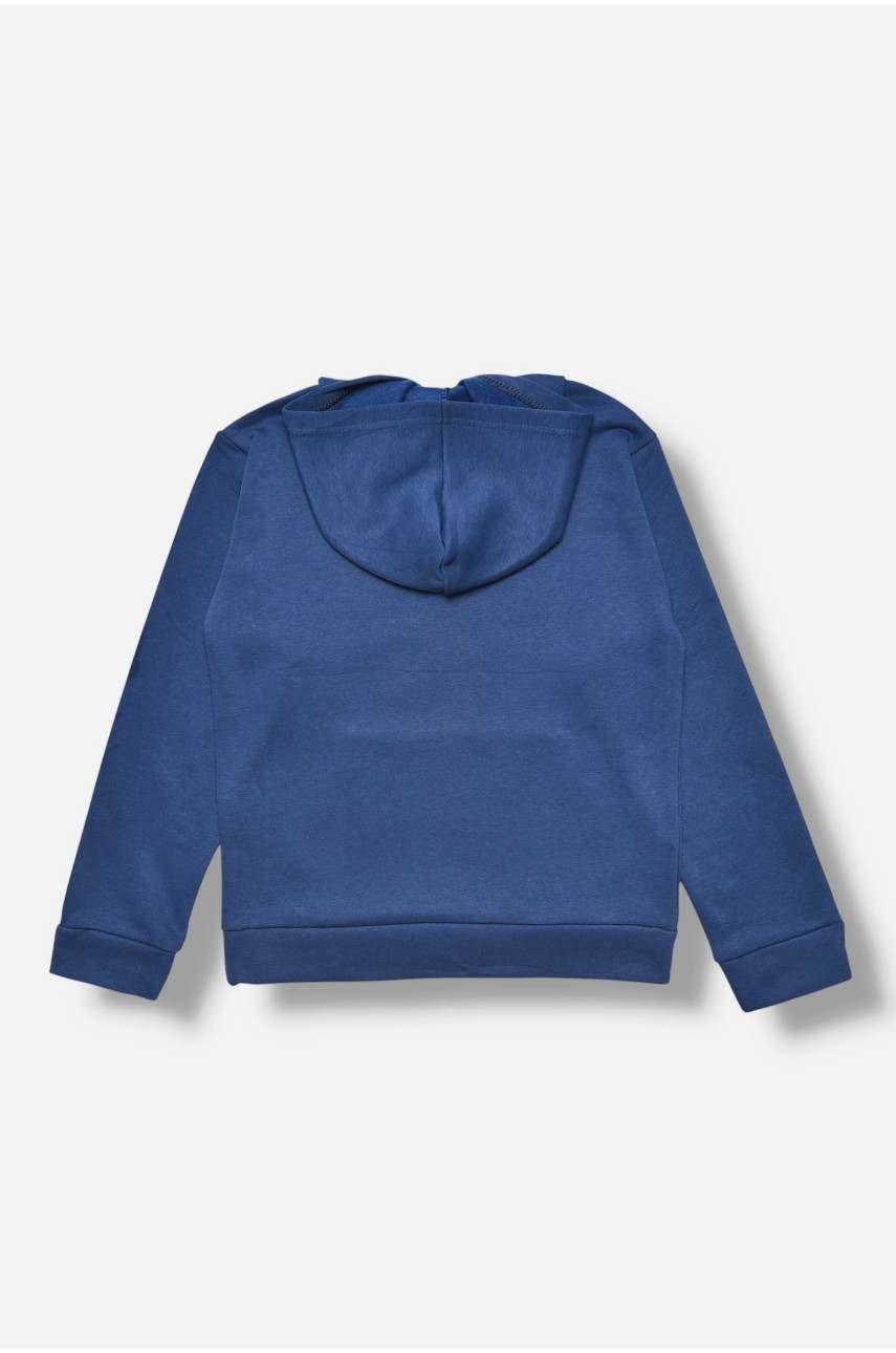 Свитшот детский для мальчика на флисе синего цвета 301 206013