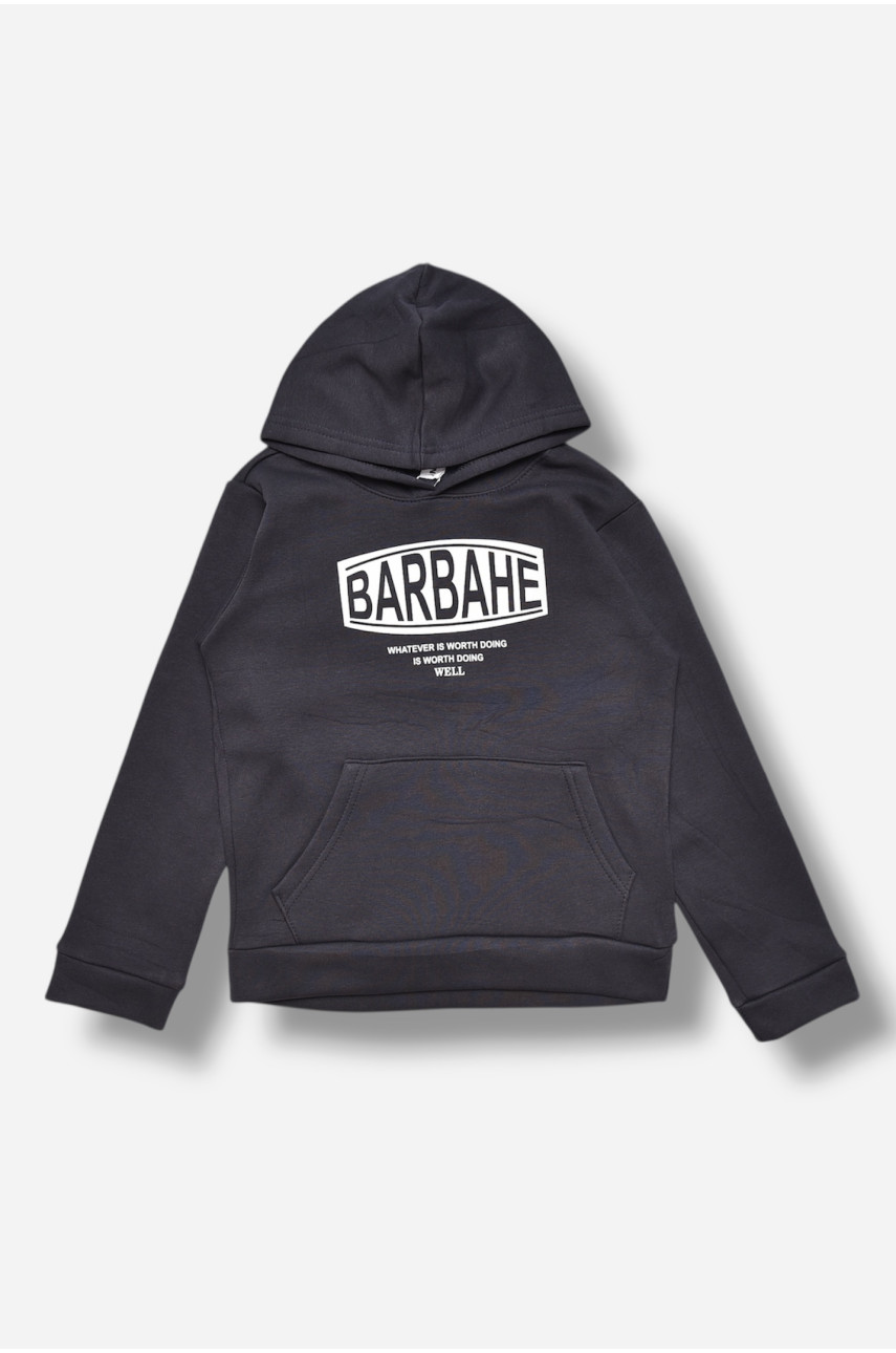 Свитшот детский для мальчика на флисе тёмно-синего цвета 308 206014