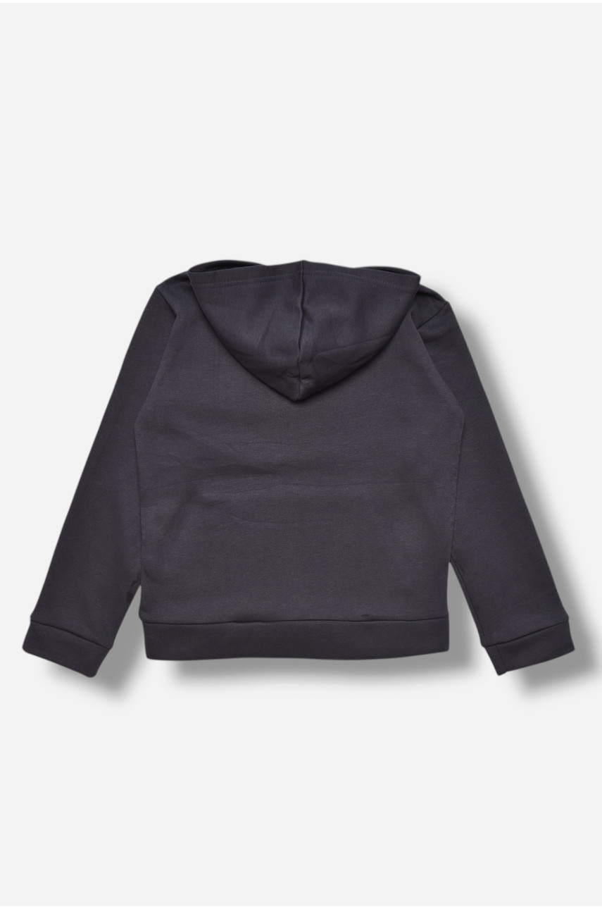 Свитшот детский для мальчика на флисе тёмно-синего цвета 308 206014