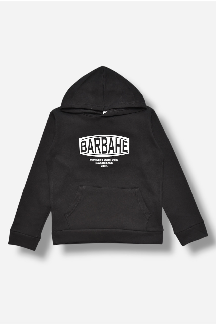 Свитшот детский для мальчика на флисе черного цвета 308 206015