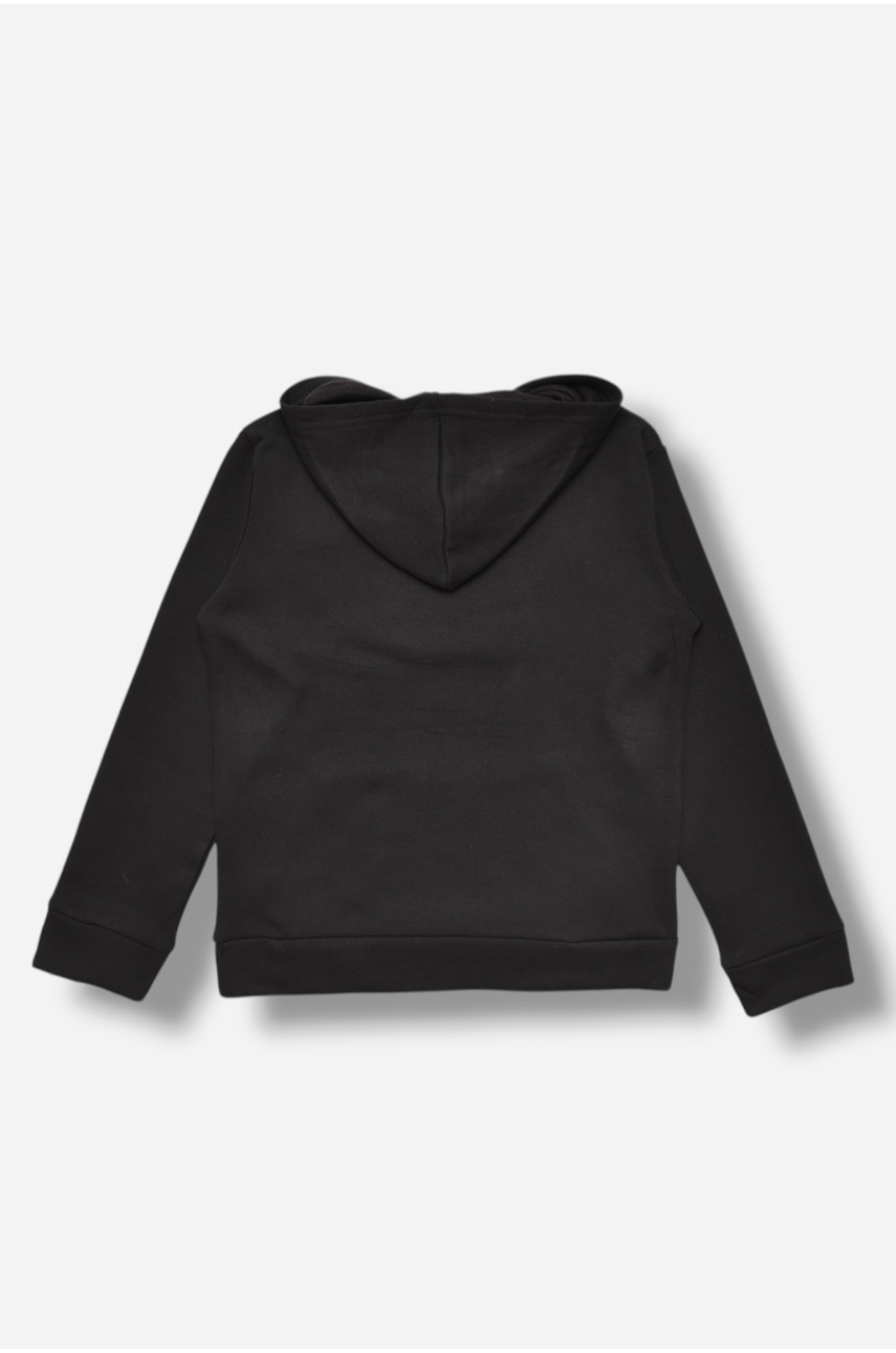 Свитшот детский для мальчика на флисе черного цвета 308 206015