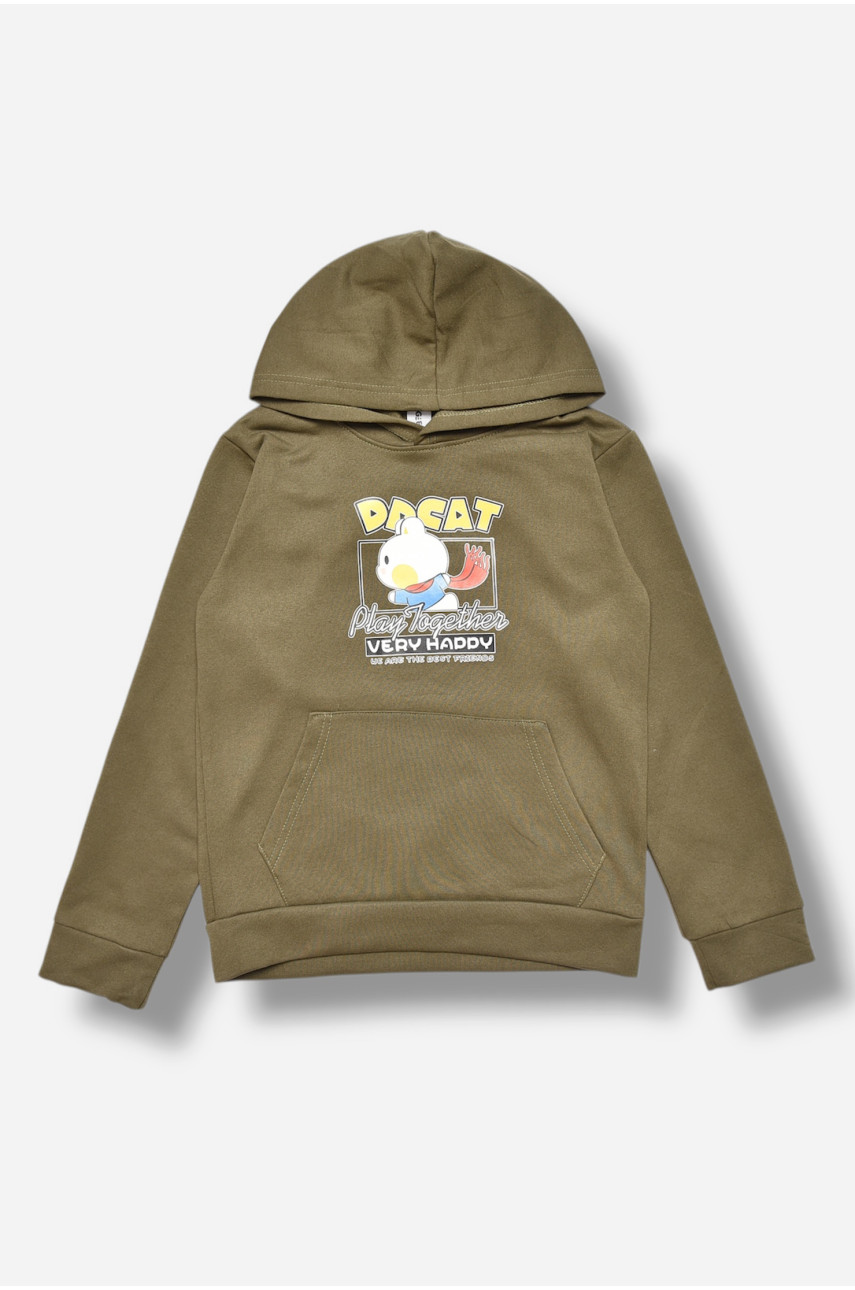 Свитшот детский для мальчика на флисе цвета хаки 312 206017