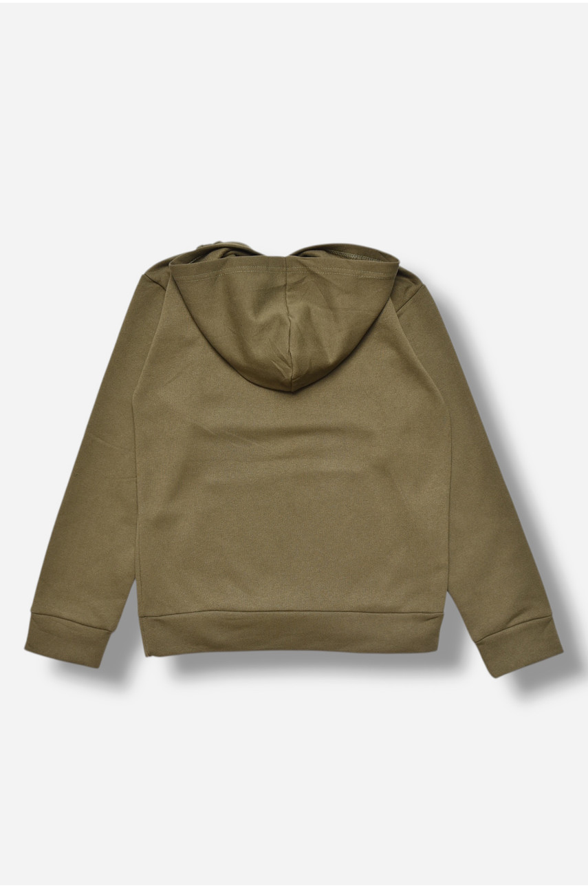 Свитшот детский для мальчика на флисе цвета хаки 312 206017