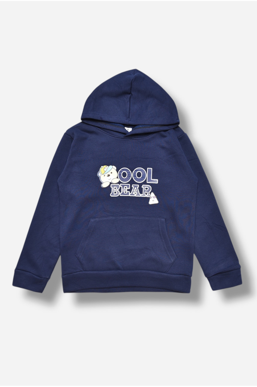 Свитшот детский для мальчика на флисе тёмно-синего цвета 313 206018