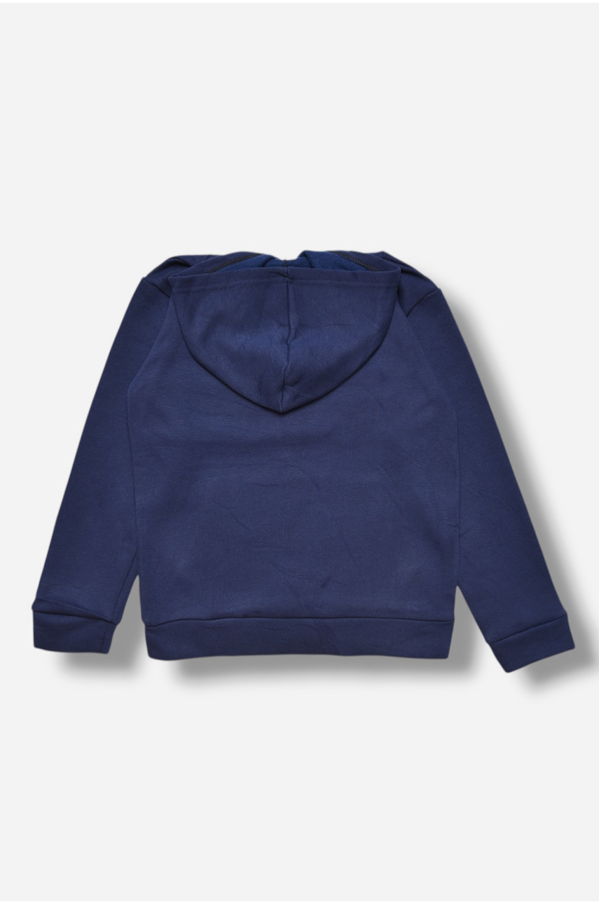Свитшот детский для мальчика на флисе тёмно-синего цвета 313 206018