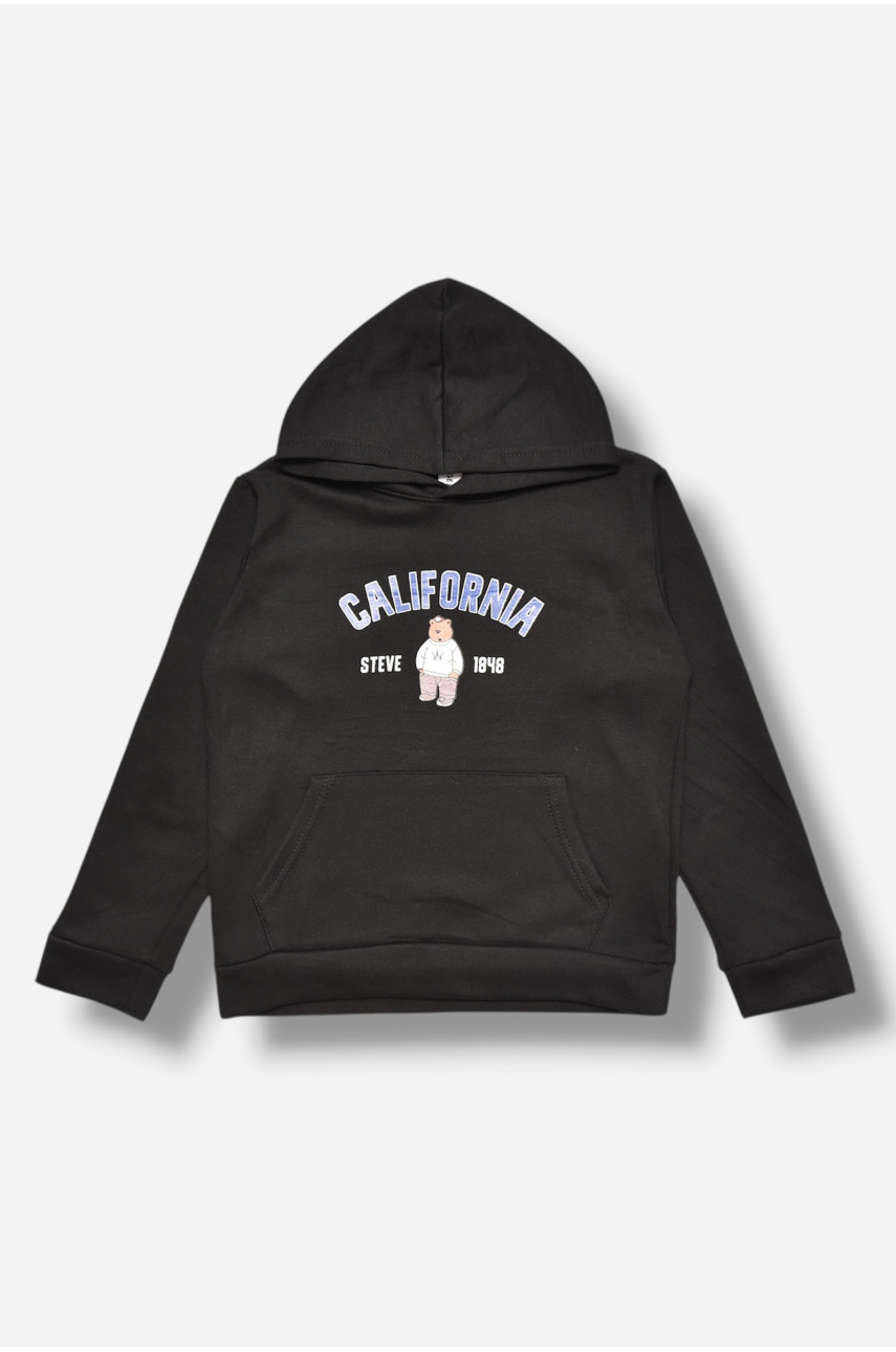 Свитшот детский для мальчика на флисе черного цвета 310 206020