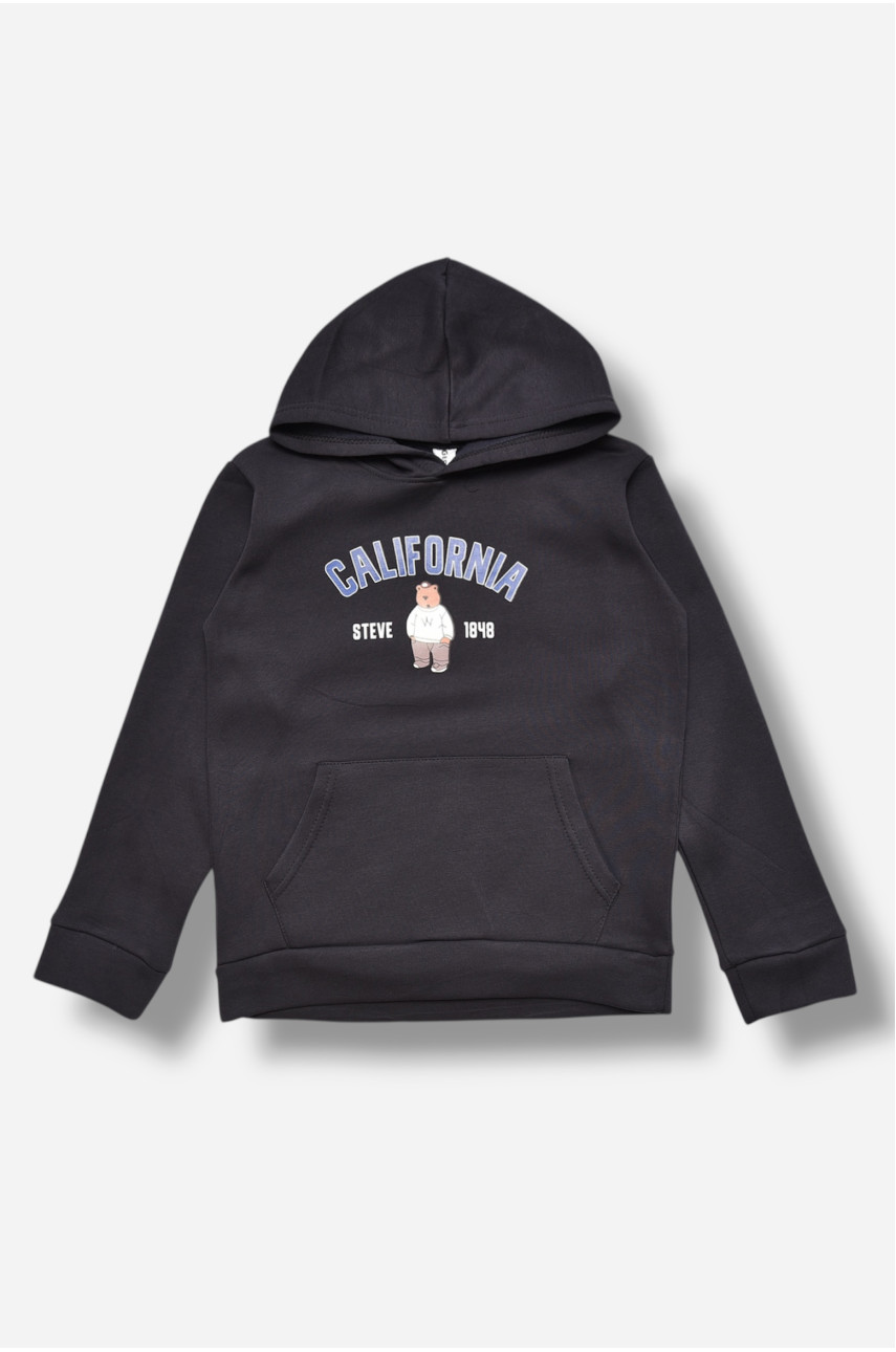 Свитшот детский для мальчика на флисе тёмно-синего цвета 310 206021