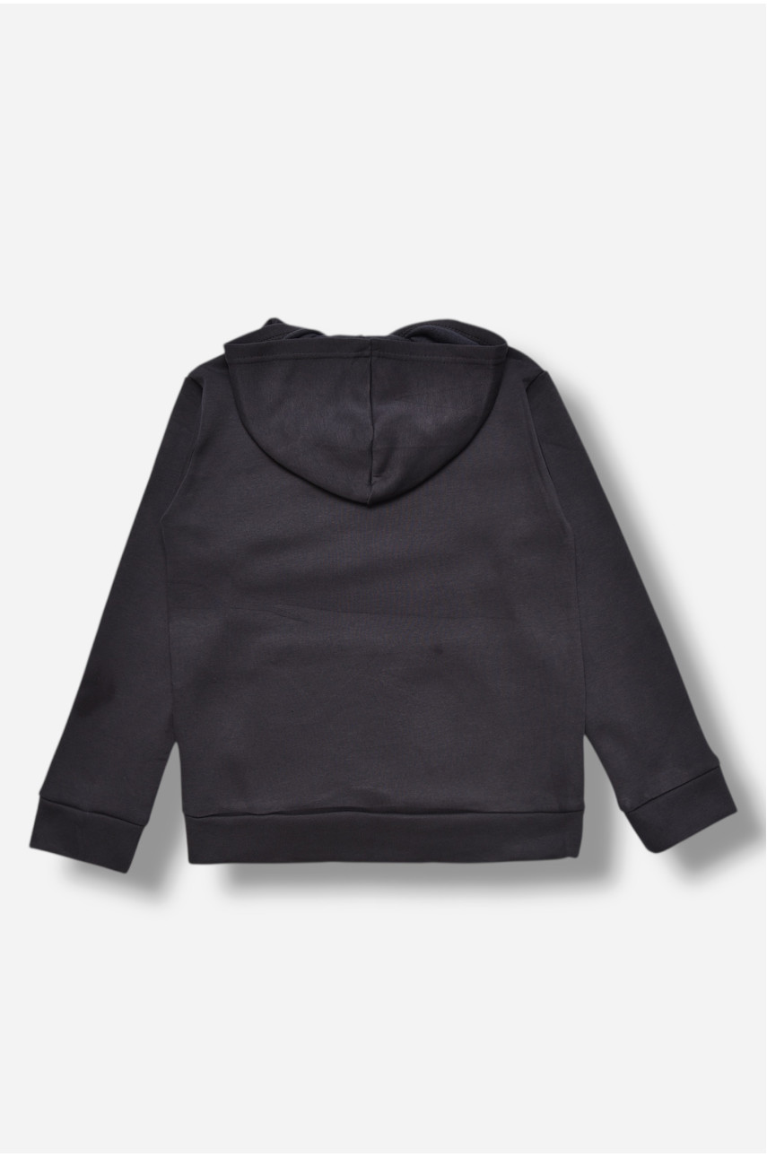 Свитшот детский для мальчика на флисе тёмно-синего цвета 310 206021