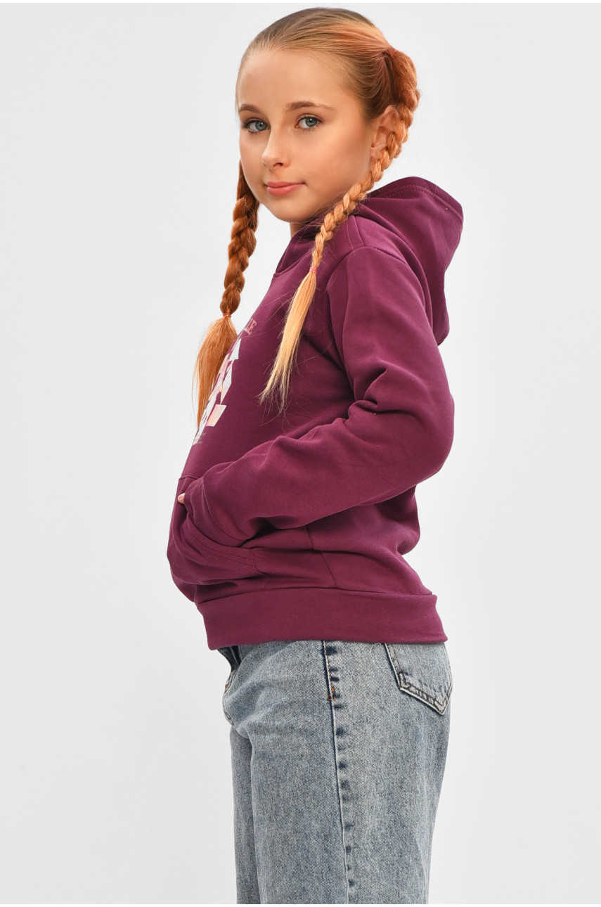 Свитшот детский для девочки на флисе тёмно-фиолетового цвета 201 206023