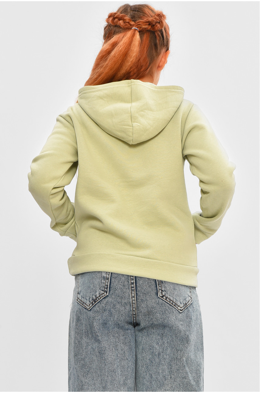 Свитшот детский для девочки на флисе оливкового цвета 201 206026 Свитшот детский для девочки на флисе оливкового цвета 201 206026