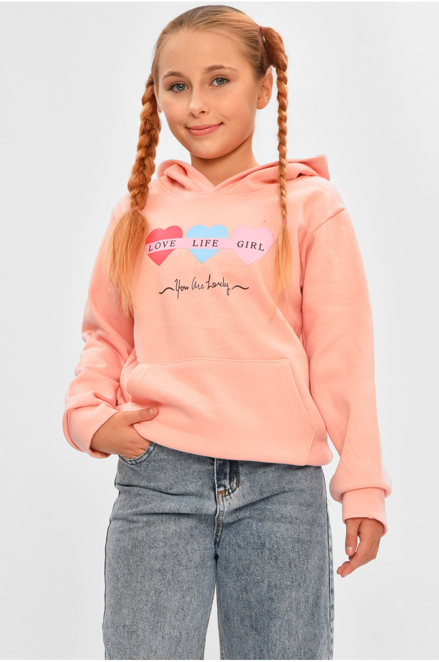 Свитшот детский для девочки на флисе розового цвета 202 206028