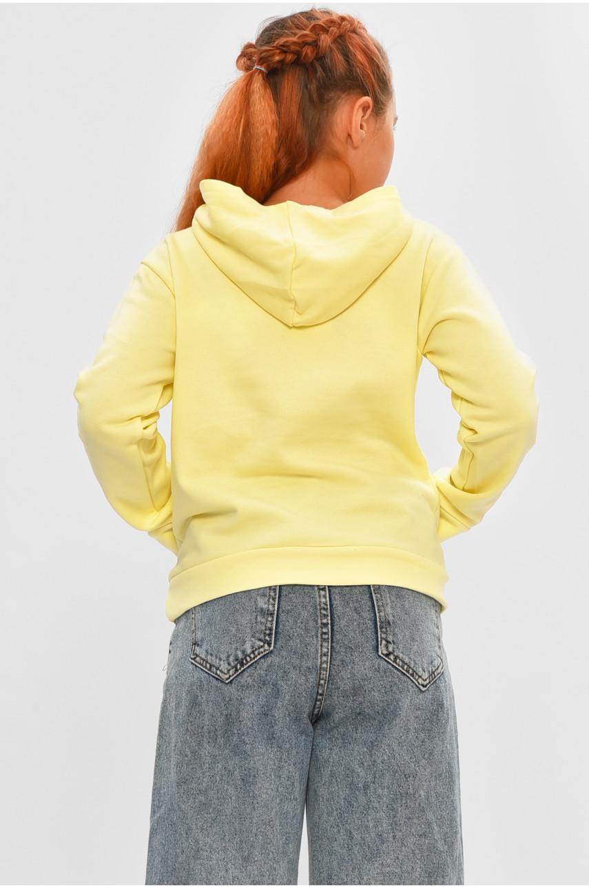 Свитшот детский для девочки на флисе жёлтого цвета 202 206029