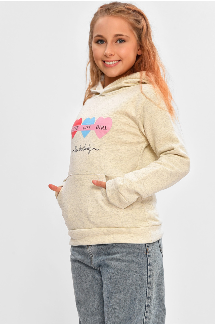 Свитшот детский для девочки на флисе серого цвета 202 206030